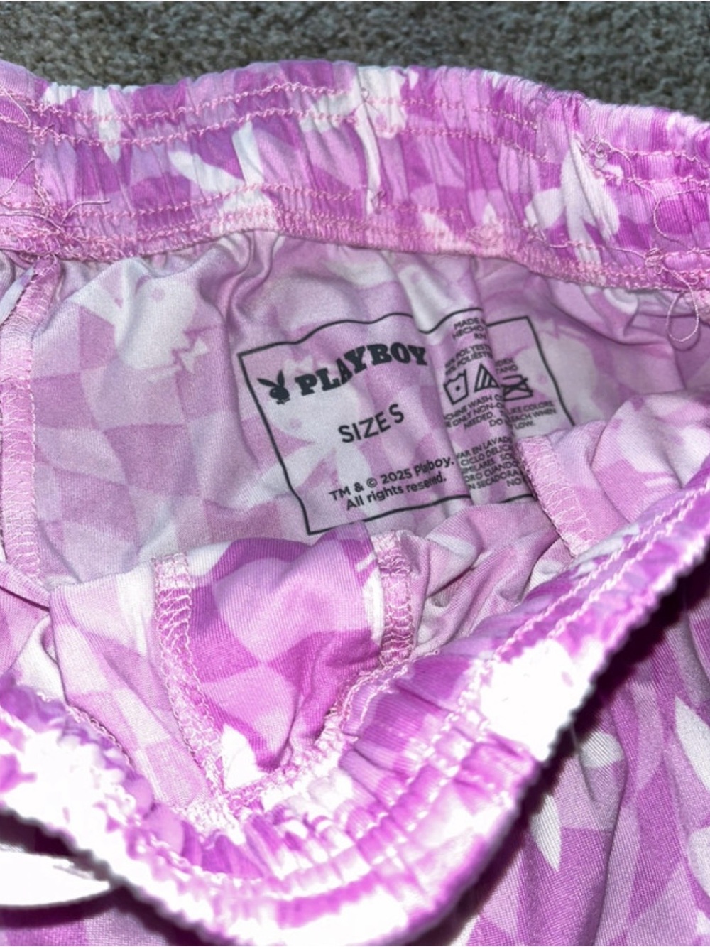 PLAYBOY Pink Checkered Bunny Lounge Pants - Picture 2 of 3
